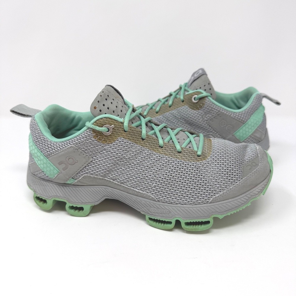 On Cloudsurfer Womens 7 Running Shoes Grey Mint Green CloudTec Low Top Sneakers